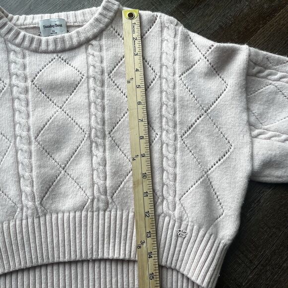 Sunday Best Aritzia Sweater Womens XS Light Pink Cable Knit Merino Wool Crop - Picture 7 of 9